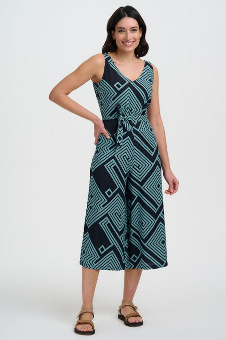 Sugarhill Brighton Lamiah Jumpsuit Black/Green Geometric Lines