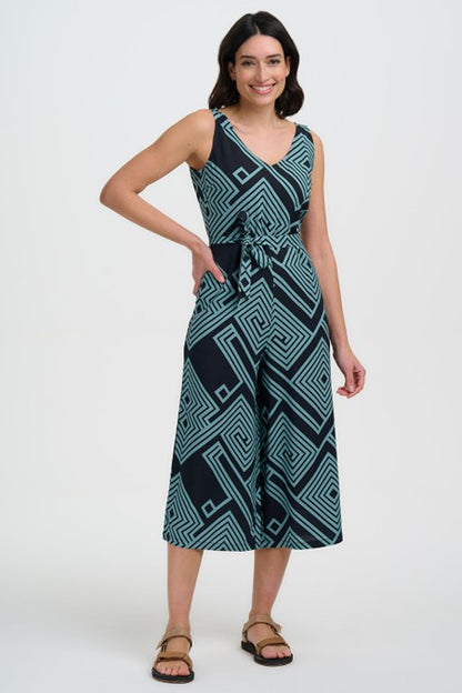Sugarhill Brighton Lamiah Jumpsuit Black/Green Geometric Lines