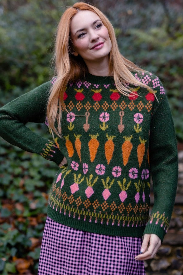Sugarhill Brighton Laverne Jumper Green Allotment Fairisle
