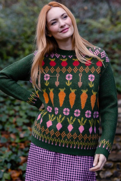 Sugarhill Brighton Laverne Jumper Green Allotment Fairisle