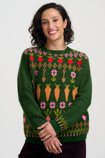 Sugarhill Brighton Laverne Jumper Green Allotment Fairisle