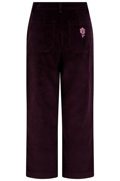 Sugarhill Brighton Lindley Cord Cropped Trousers Dark Plum