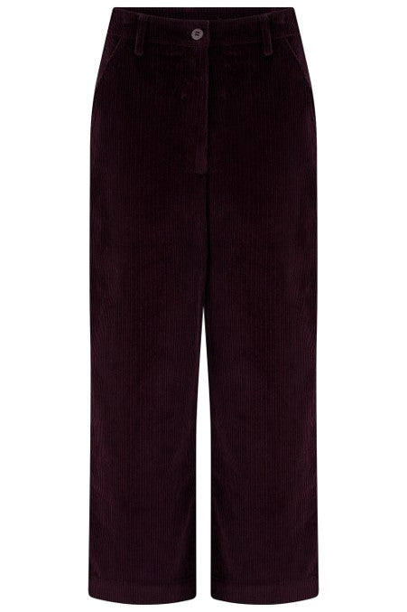 Sugarhill Brighton Lindley Cord Cropped Trousers Dark Plum