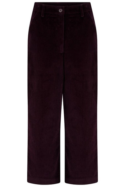 Sugarhill Brighton Lindley Cord Cropped Trousers Dark Plum
