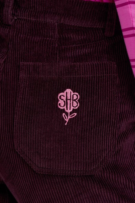 Sugarhill Brighton Lindley Cord Cropped Trousers Dark Plum
