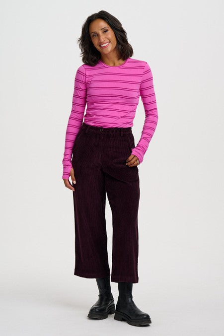 Sugarhill Brighton Lindley Cord Cropped Trousers Dark Plum