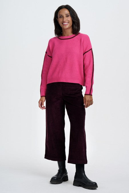 Sugarhill Brighton Lindley Cord Cropped Trousers Dark Plum