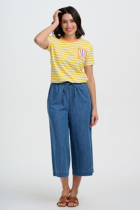 Sugarhill Brighton Maggie T-Shirt Yellow/Off White Rainbow Sunshine