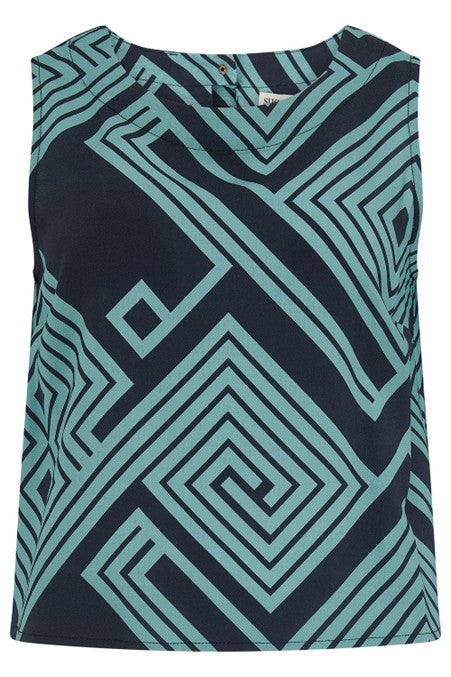 Sugarhill Brighton Marissa Top Black/Green Geometric Lines