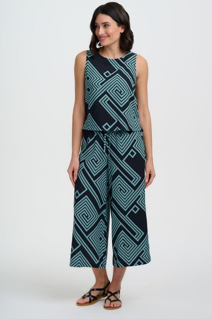 Sugarhill Brighton Marissa Top Black/Green Geometric Lines