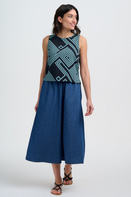 Sugarhill Brighton Marissa Top Black/Green Geometric Lines