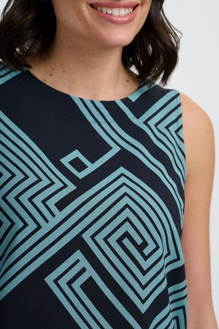Sugarhill Brighton Marissa Top Black/Green Geometric Lines