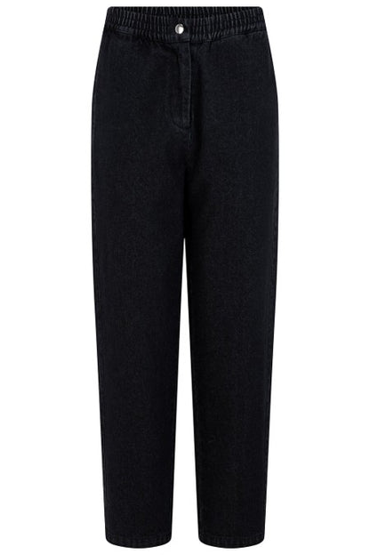 Sugarhill Brighton Mila Denim Barrel Leg Trousers Washed Black Rose Embroidery
 Womens trouser with Elasticated waist with button and zip detail a Barrel leg silhouette with Embroidered and Cropped ankle length that's Machine washable (delicate) Material: 100% Cotton