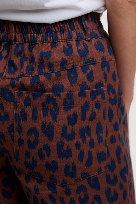 Sugarhill Brighton Nica Wide Leg Trousers Rust/Navy Ikat Leopard