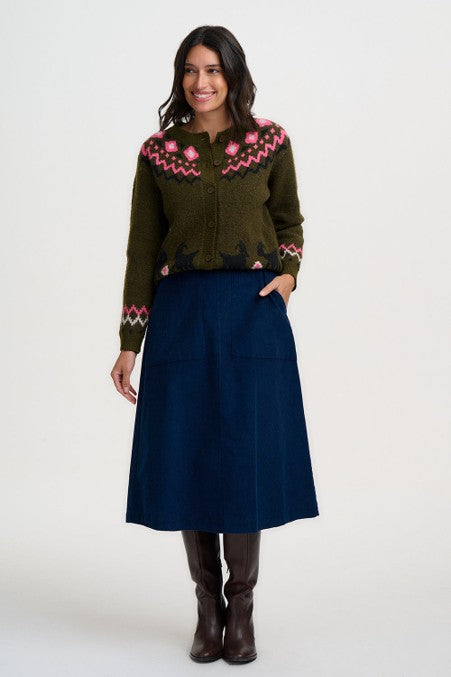 Sugarhill Brighton Olana Cardigan Olive Goat Meadow Fairisle