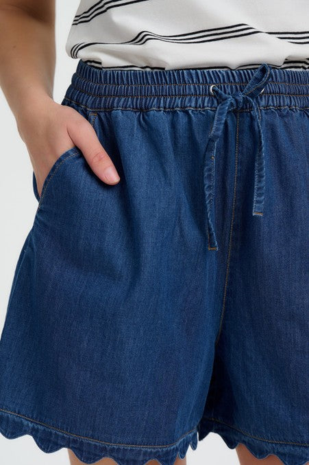 Sugarhill Brighton Shelly Scallop Shorts Deep Blue Denim