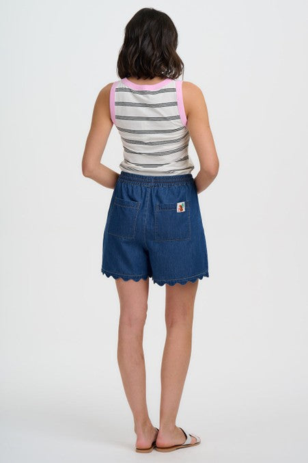 Sugarhill Brighton Shelly Scallop Shorts Deep Blue Denim