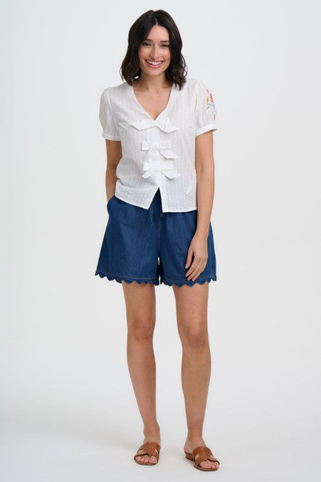 Sugarhill Brighton Shelly Scallop Shorts Deep Blue Denim