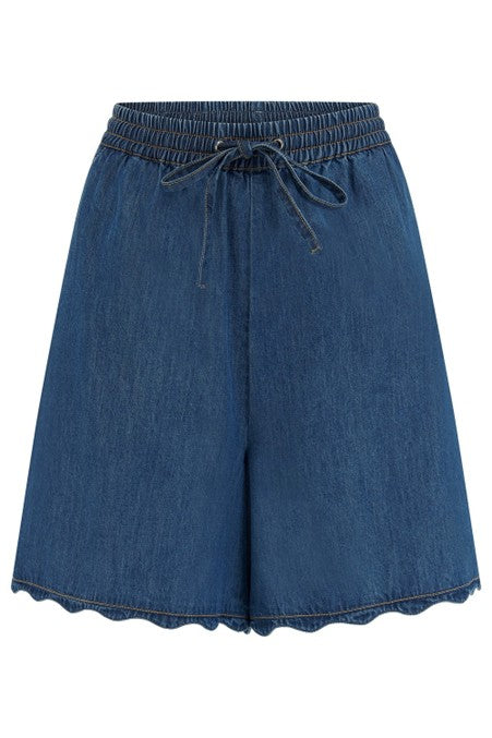 Sugarhill Brighton Shelly Scallop Shorts Deep Blue Denim