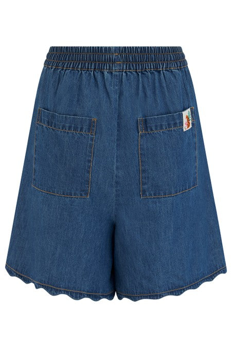 Sugarhill Brighton Shelly Scallop Shorts Deep Blue Denim