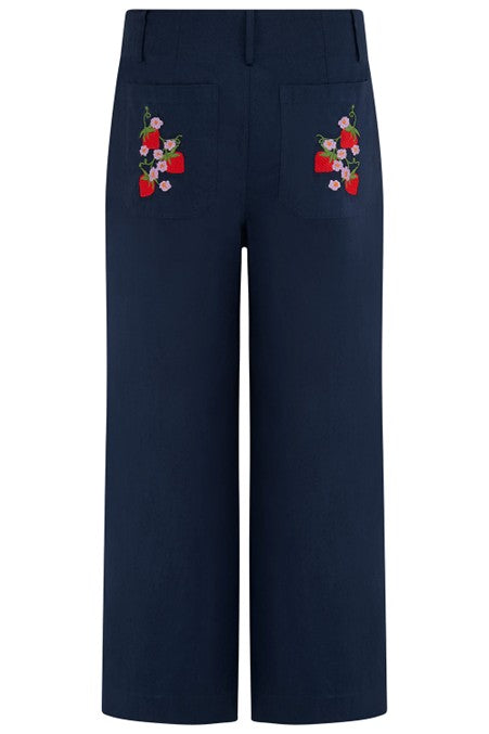 Sugarhill Brighton Skye Cropped Trousers Navy Wild Strawberry