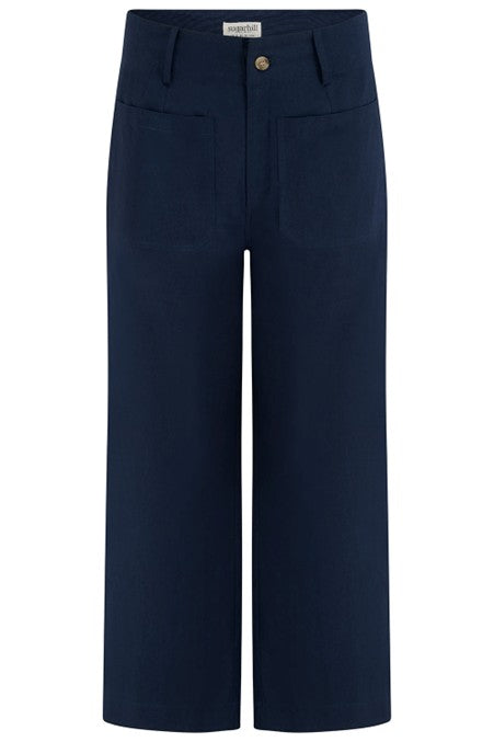 Sugarhill Brighton Skye Cropped Trousers Navy Wild Strawberry