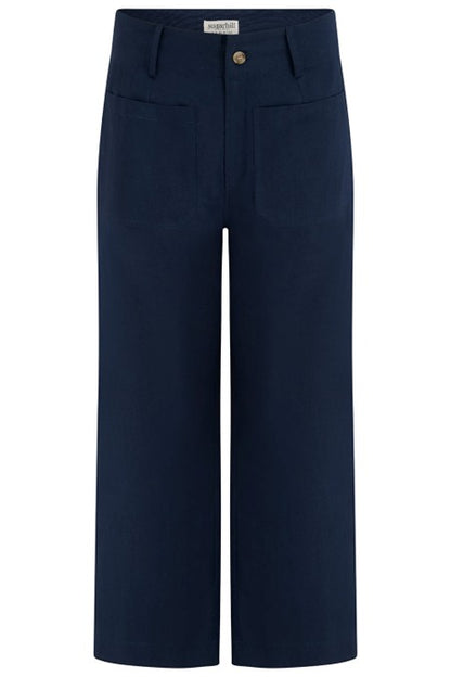 Sugarhill Brighton Skye Cropped Trousers Navy Wild Strawberry