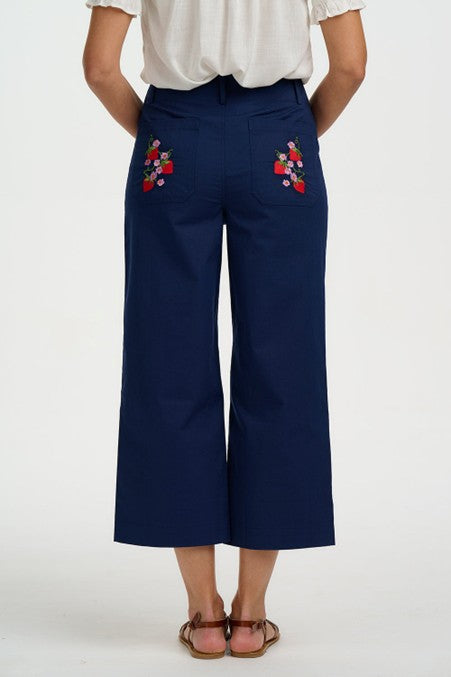 Sugarhill Brighton Skye Cropped Trousers Navy Wild Strawberry