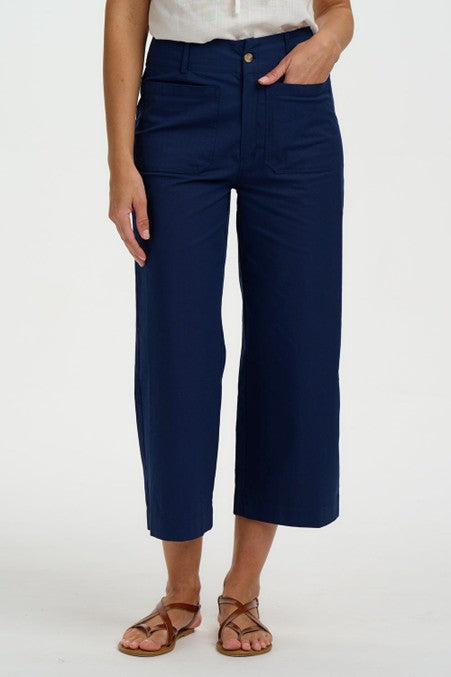 Sugarhill Brighton Skye Cropped Trousers Navy Wild Strawberry