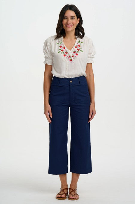 Sugarhill Brighton Skye Cropped Trousers Navy Wild Strawberry