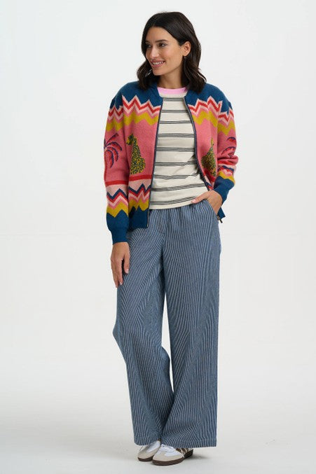 Sugarhill Brighton Solana Knitted Bomber Multi Leopard And Palms