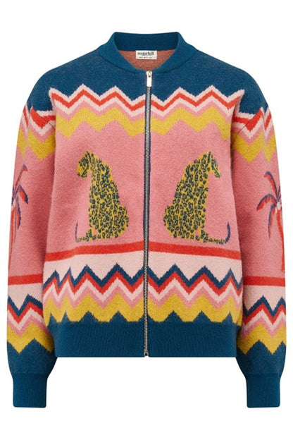 Sugarhill Brighton Solana Knitted Bomber Multi Leopard And Palms