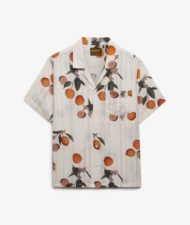 Superdry Beach Printed Short Sleeve Shirt Citrus Cream Print