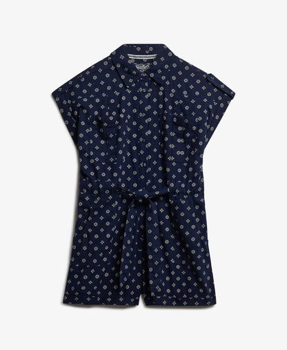 Superdry Belted Utility Playsuit Eclipse Navy Geo