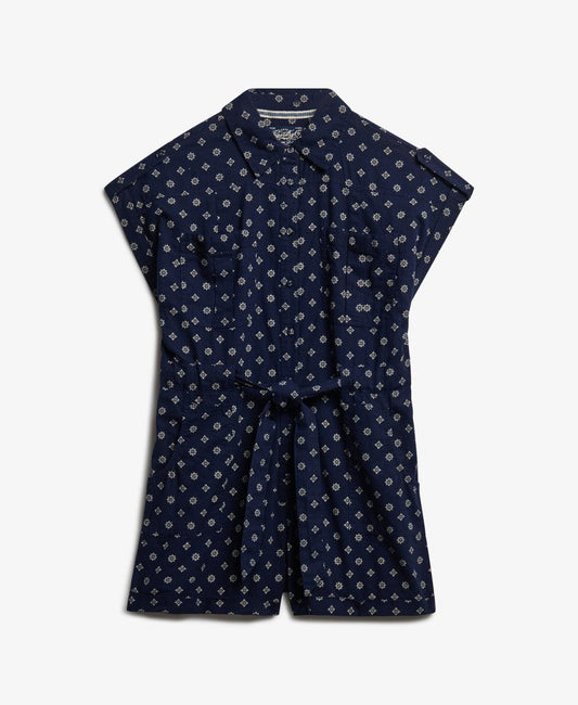 Superdry Belted Utility Playsuit Eclipse Navy Geo