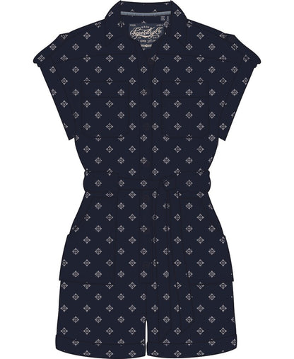 Superdry Belted Utility Playsuit Eclipse Navy Geo