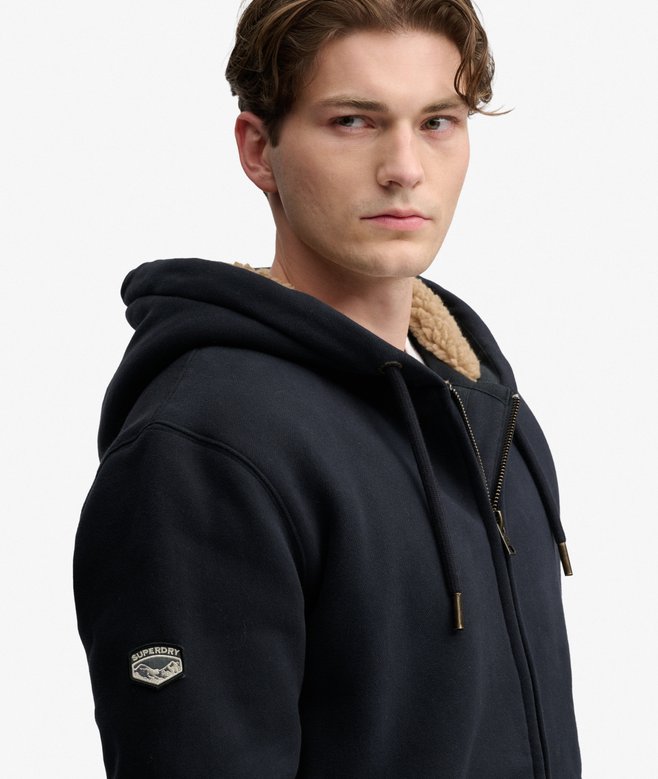 Superdry Borg Lined Zip Hoodie Eclipse Navy