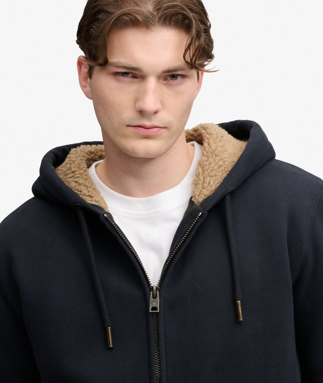 Superdry Borg Lined Zip Hoodie Eclipse Navy