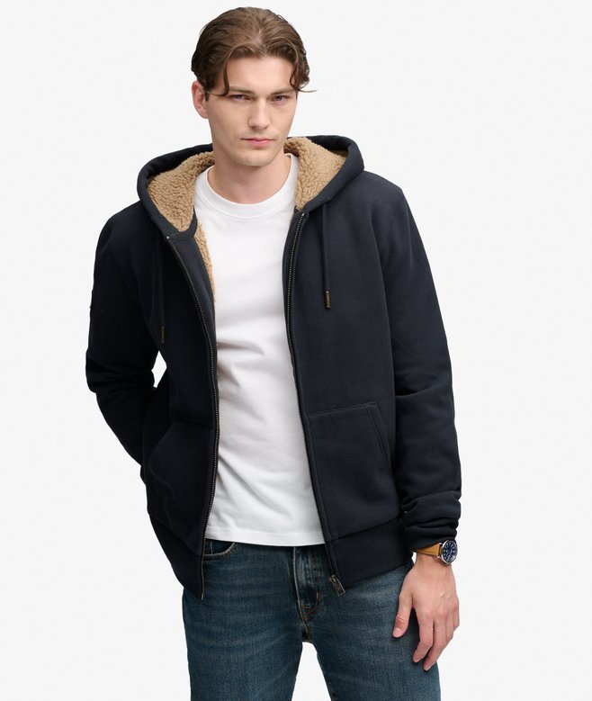 Superdry Borg Lined Zip Hoodie Eclipse Navy