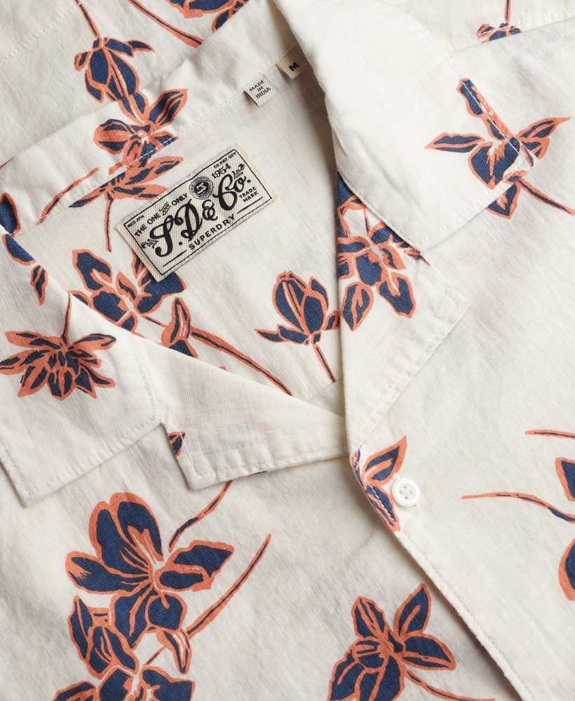 Superdry Cabana Poolside Short Sleeve Shirt Lotus Flower Off White
