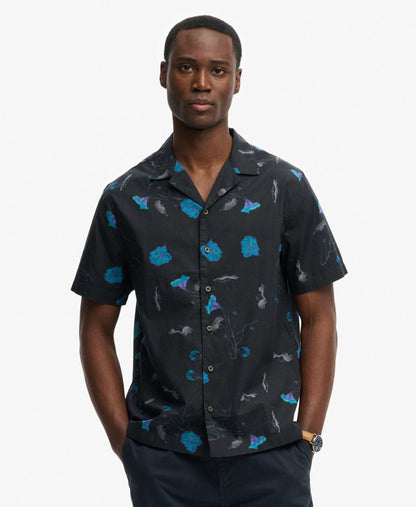 Superdry Cabana Print Short Sleeve Shirt Sapphire Nasturtium
