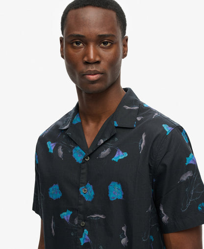 Superdry Cabana Print Short Sleeve Shirt Sapphire Nasturtium