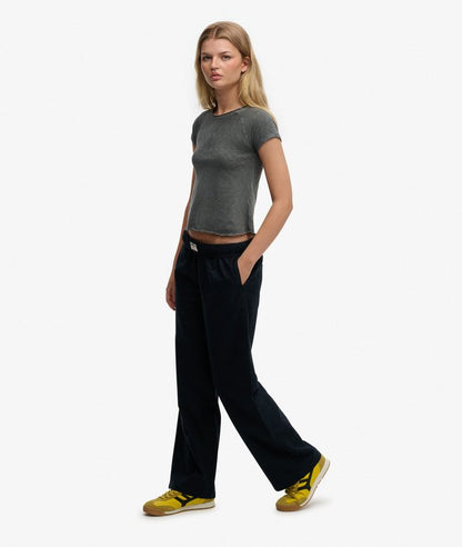 Superdry Cotton Linen Elastic Trousers Eclipse Navy