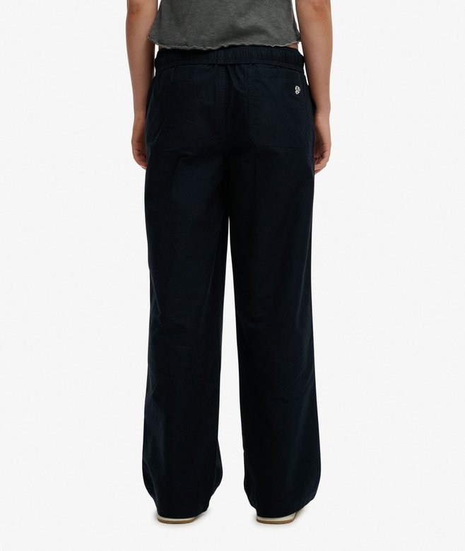 Superdry Cotton Linen Elastic Trousers Eclipse Navy