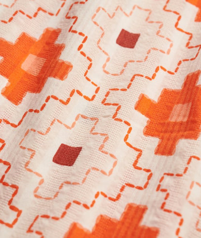 Superdry Cotton Printed Beach Shorts Sashiko Tile Orange