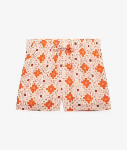 Superdry Cotton Printed Beach Shorts Sashiko Tile Orange