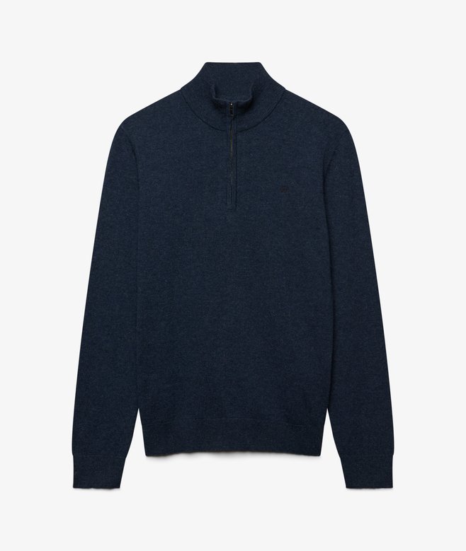 Superdry Essential Lightweight Wool Blend Half Zip Jumper Rich Navy Marl. Men's half zip that's Slim fit Wool-blend fabric with Embroidered text on the chest Material: 70% Cotton & 30% Wool