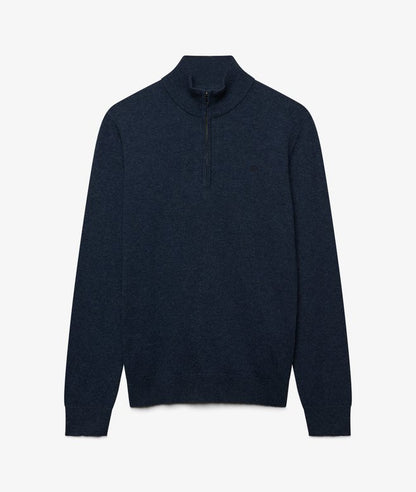 Superdry Essential Lightweight Wool Blend Half Zip Jumper Rich Navy Marl. Men's half zip that's Slim fit Wool-blend fabric with Embroidered text on the chest Material: 70% Cotton & 30% Wool