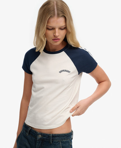 Superdry Essential Logo Retro T-Shirt Desert Bone Off White/Richest Navy