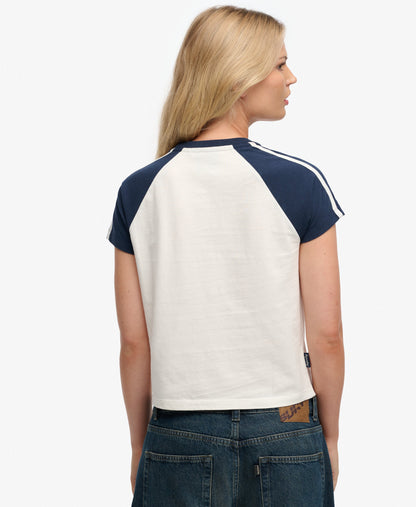 Superdry Essential Logo Retro T-Shirt Desert Bone Off White/Richest Navy